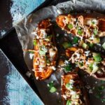 Korean Pork + Kimchi Sweet Potato Skins | sharedappetite.com