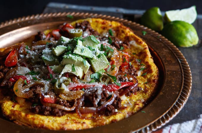 Gluten Free Fajita Beef Spaghetti Squash Pizza | sharedappetite.com