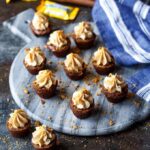 Butterfinger Cheesecake Brownie Bites | sharedappetite.com