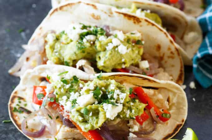 One Pan Baked Chicken Fajitas | sharedappetite.com