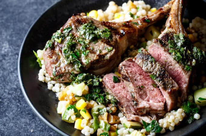 Grilled Lamb Chops with Mint Chimichurri | sharedappetite.com