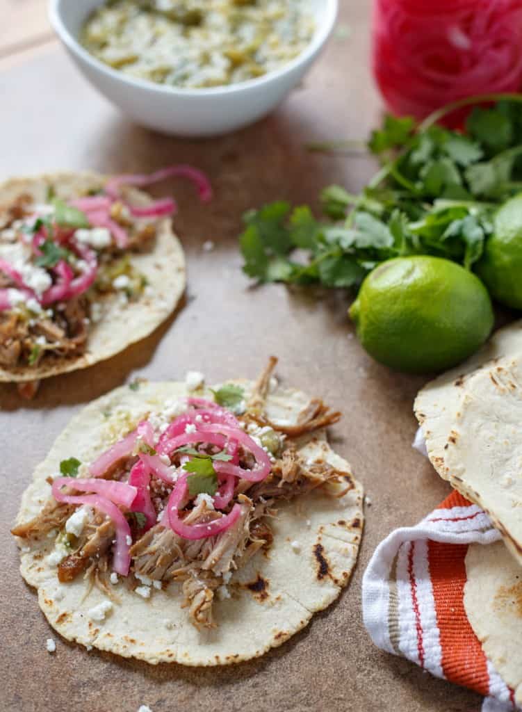 Carnitas Tacos with Pickled Onions and Salsa Verde