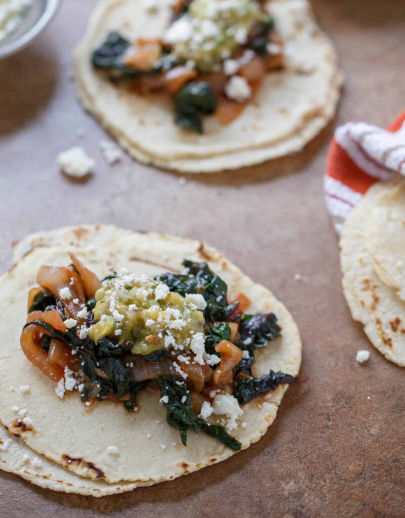 Swiss Chard and Onion Tacos