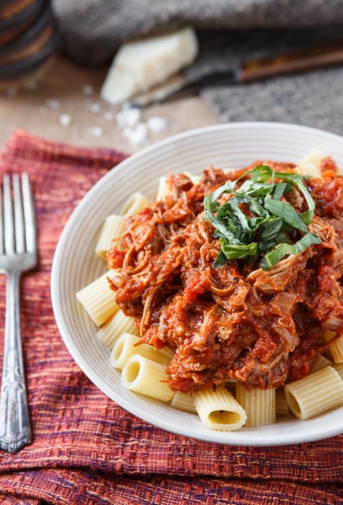 Pasta with Braised Pork Ragu {plus a $240 Le Creuset Braiser Giveaway!}