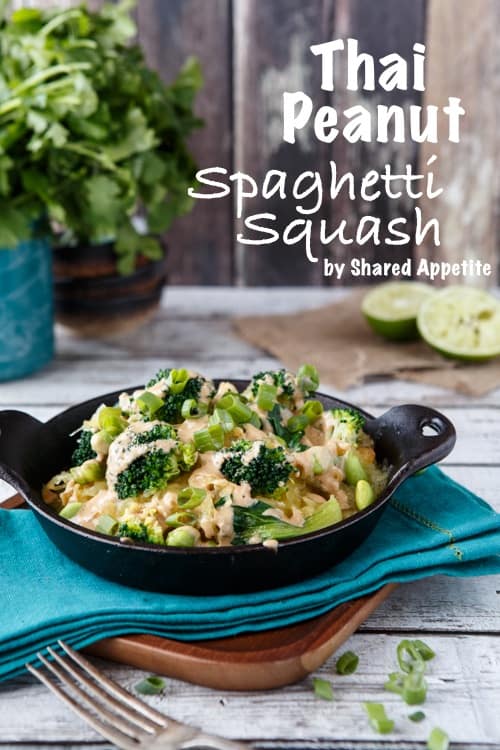 thai spaghetti squash bowl with peanut sauce