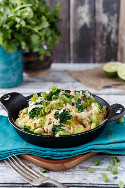 thai spaghetti squash bowl with peanut sauce