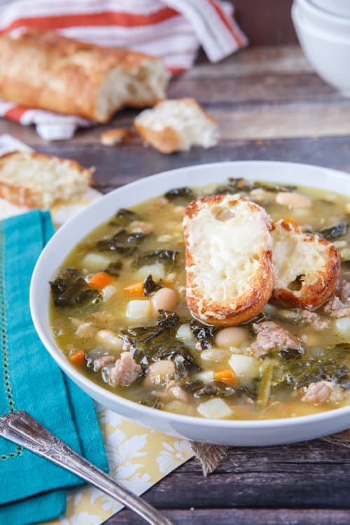 Rustic TuscanStyle Sausage, White Bean, and Kale Soup