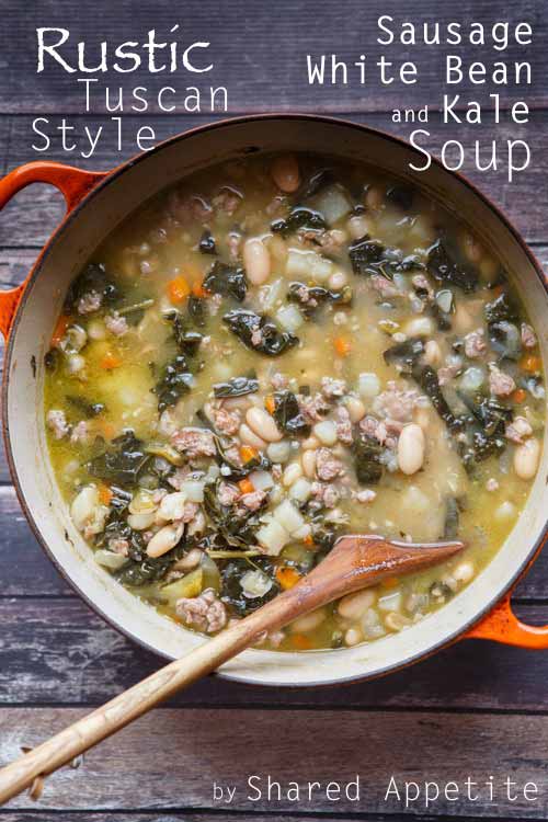 healthy sausage, white bean, and kale soup
