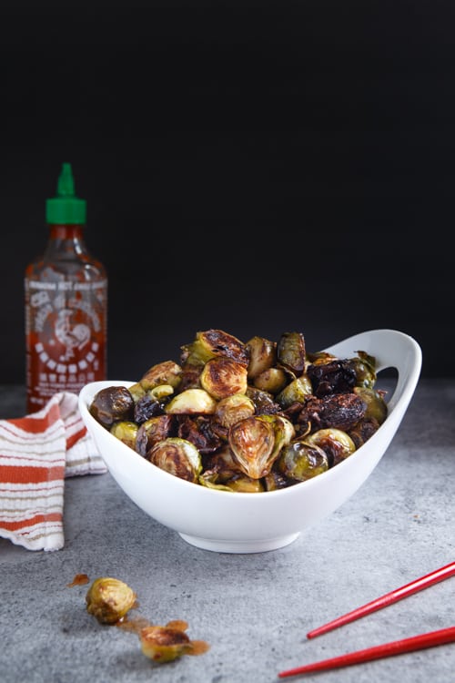 Roasted Brussels Sprouts with Honey, Sriracha, and Lime