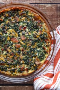 Gluten Free Spinach and Bacon Quiche with Hashbrowns Crust
