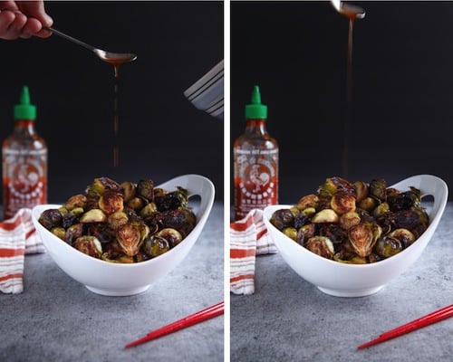 Roasted Brussels Sprouts with Honey, Sriracha, and Lime