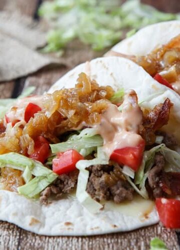 in-n-out cheeseburger tacos (animal style!)