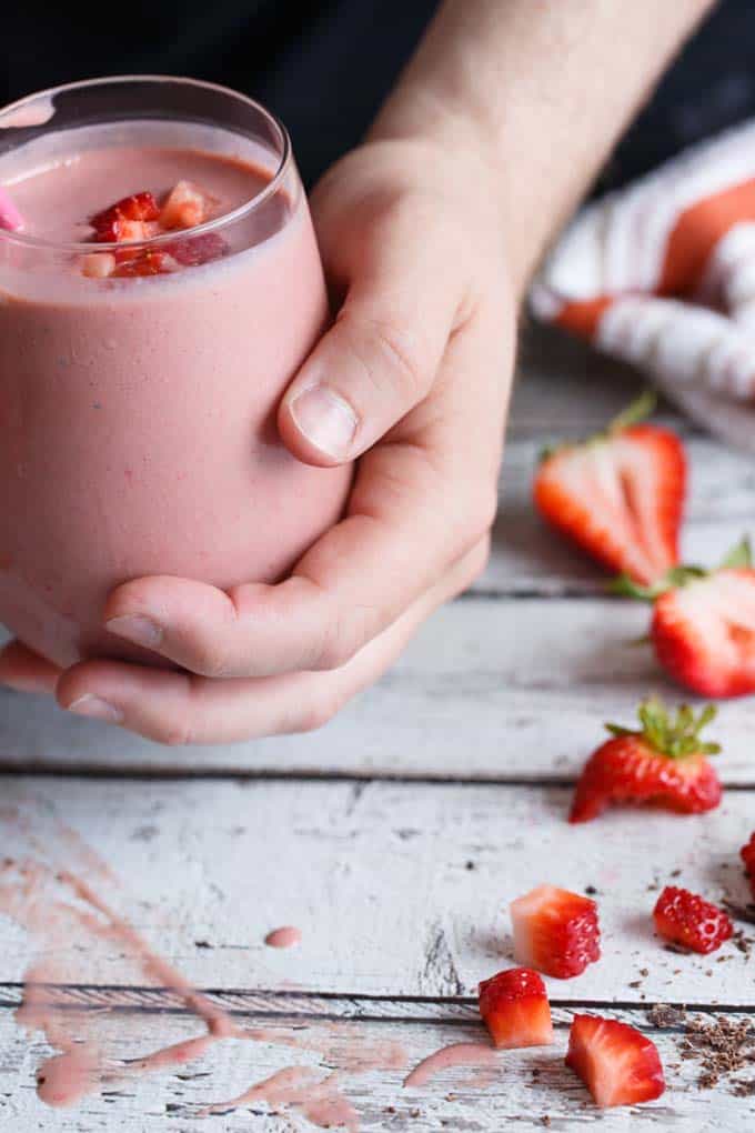 Dark Chocolate Strawberry Breakfast Smoothie