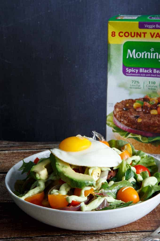 Spicy Black Bean Burger Southwest Salad