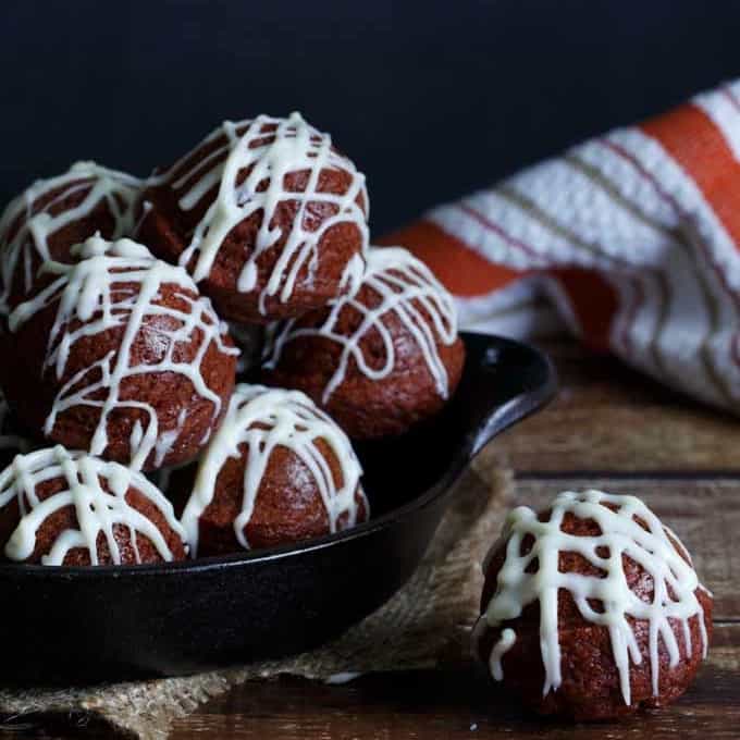 baked red velvet donut holes with cream cheese glaze 2 copy