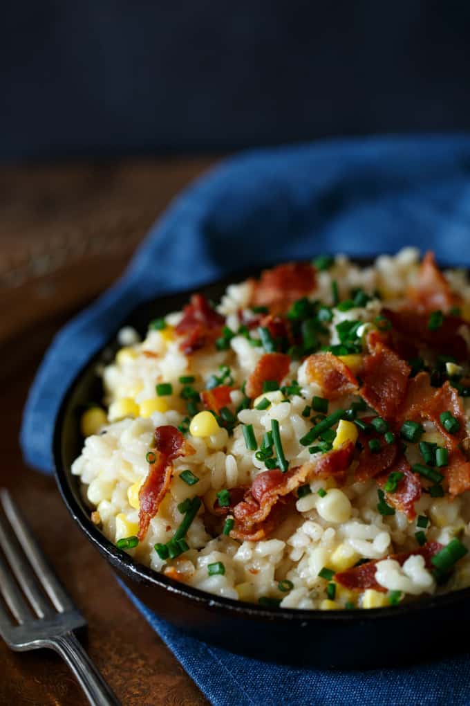 Bacon Egg and Cheese Corn Risotto