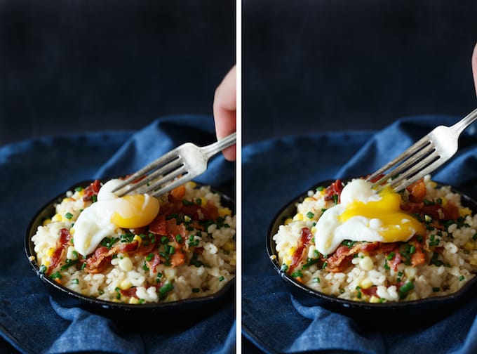 Bacon Egg and Cheese Corn Risotto