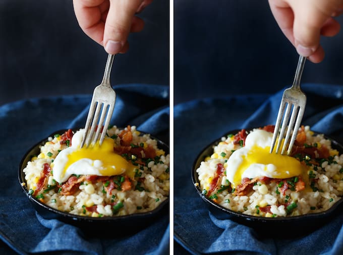 Bacon Egg and Cheese Corn Risotto