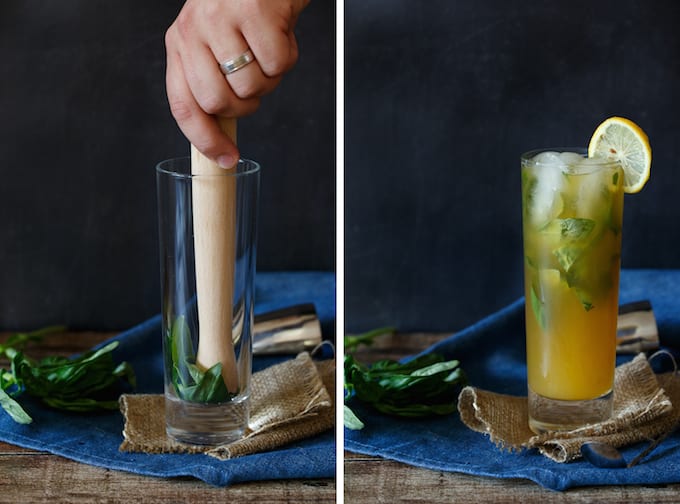 Peach Basil Arnold Palmer Cocktail