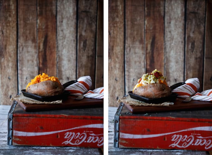 Slow Cooker Apple, Bacon, and Leek Stuffed Sweet Potatoes