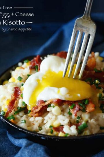 bacon, egg, and cheese corn risotto