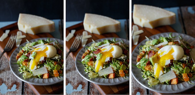 Bacon, Egg, and Sweet Potato Brussels Sprout Salad