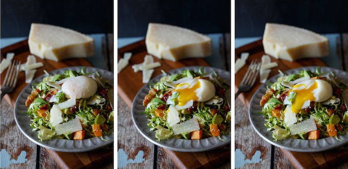 Bacon, Egg, and Sweet Potato Brussels Sprout Salad