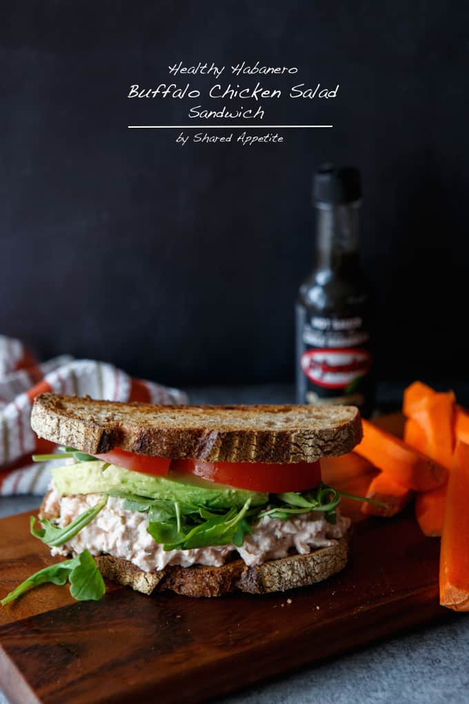 healthy buffalo chicken salad sandwich