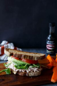 healthy buffalo chicken salad sandwich