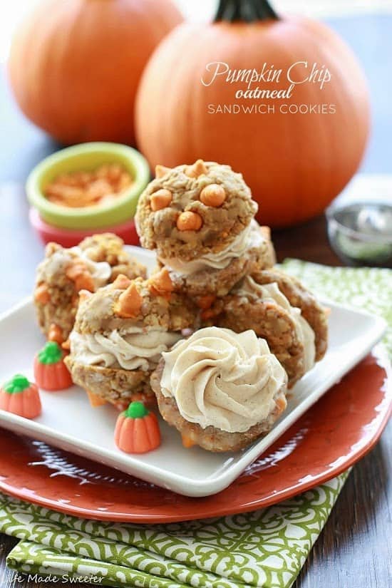 pumpkin chip oatmeal sandwich cookies