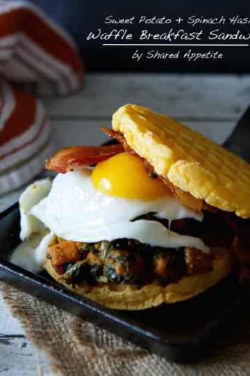 Sweet Potato and Spinach Hash Waffle Breakfast Sandwich
