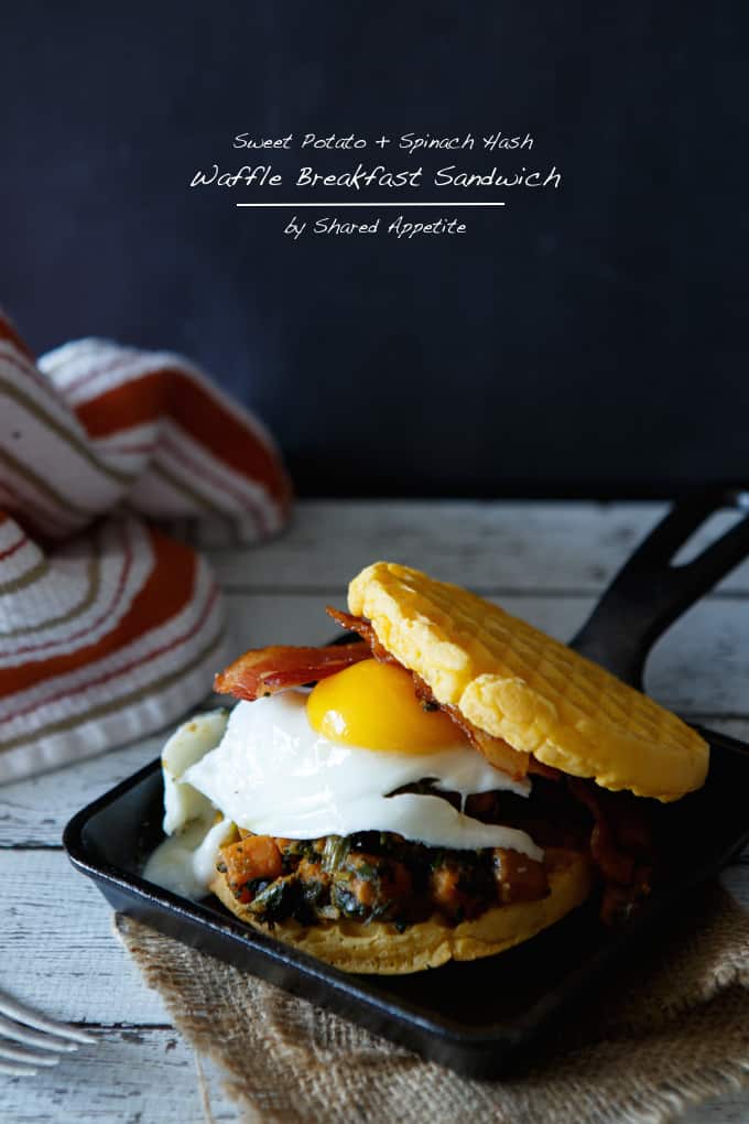 Sweet Potato and Spinach Hash Waffle Breakfast Sandwich