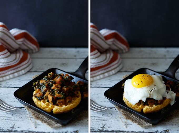 Sweet Potato and Spinach Hash Waffle Breakfast Sandwich