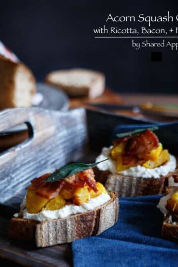Acorn Squash Crostini with Ricotta, Bacon, and Sage | sharedappetite.com
