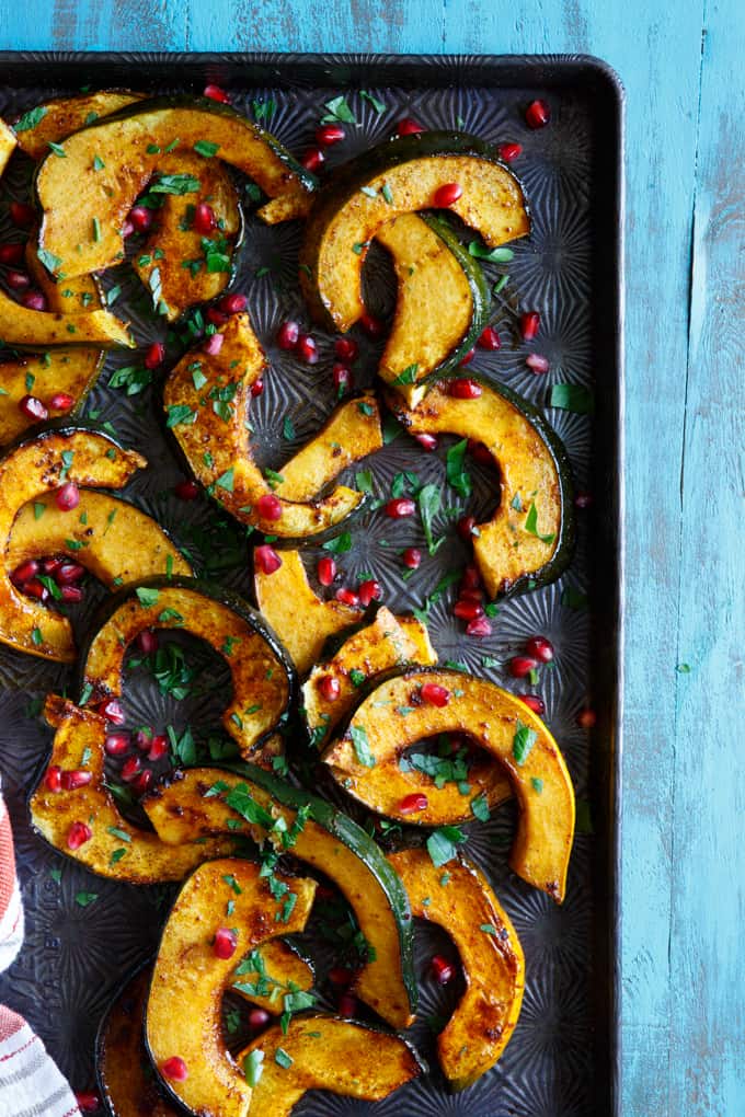 ancho pomegranate caramelized acorn squash