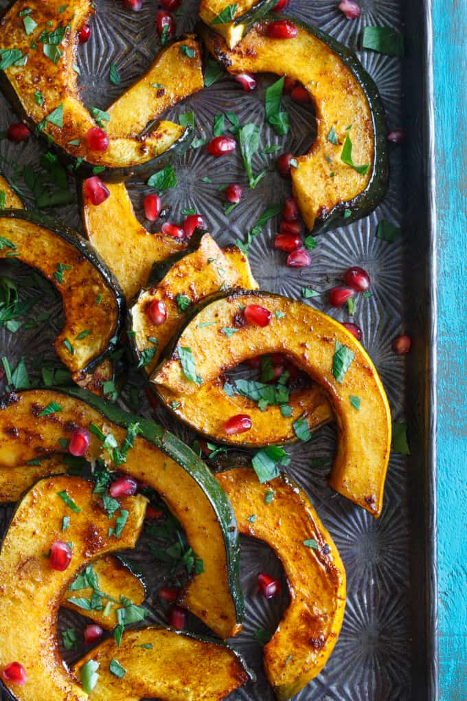 ancho pomegranate caramelized acorn squash