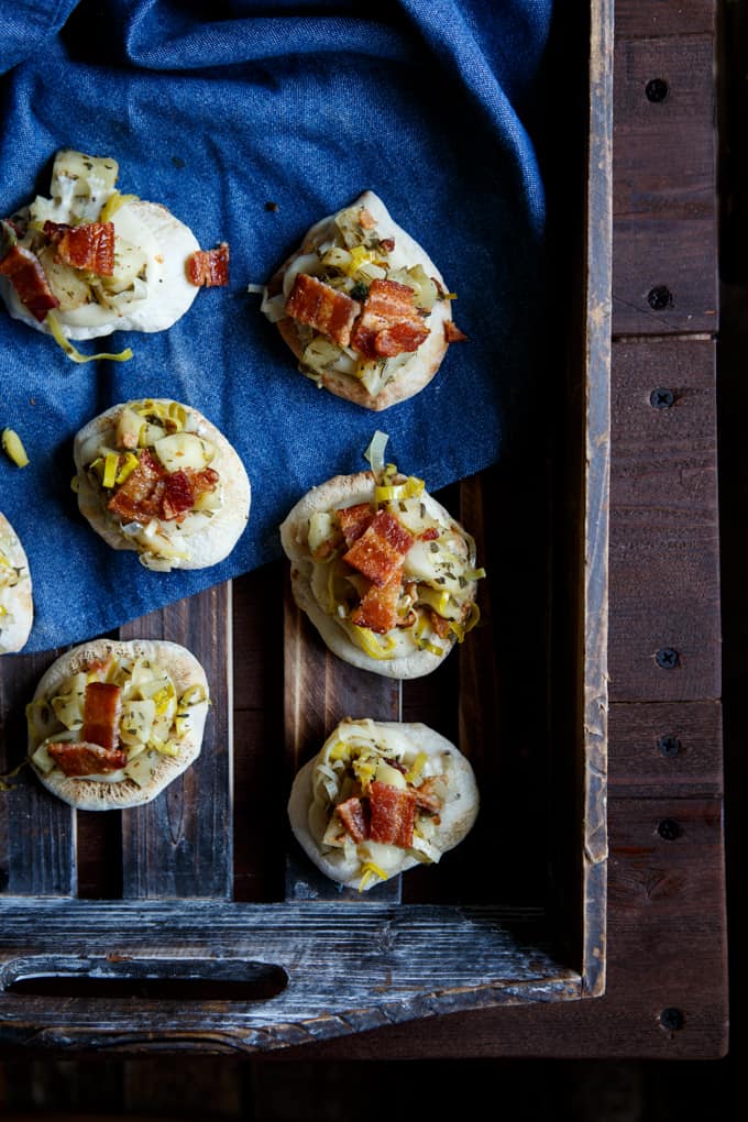 Apple, Bacon, + Leek Pizza Bites | sharedappetite.com