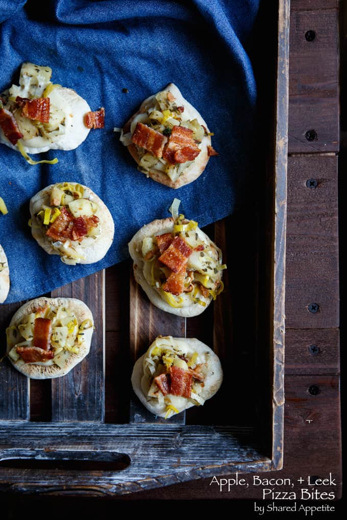 Apple, Bacon, + Leek Pizza Bites | sharedappetite.com