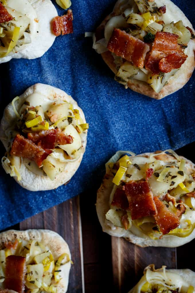 Apple, Bacon, + Leek Pizza Bites | sharedappetite.com