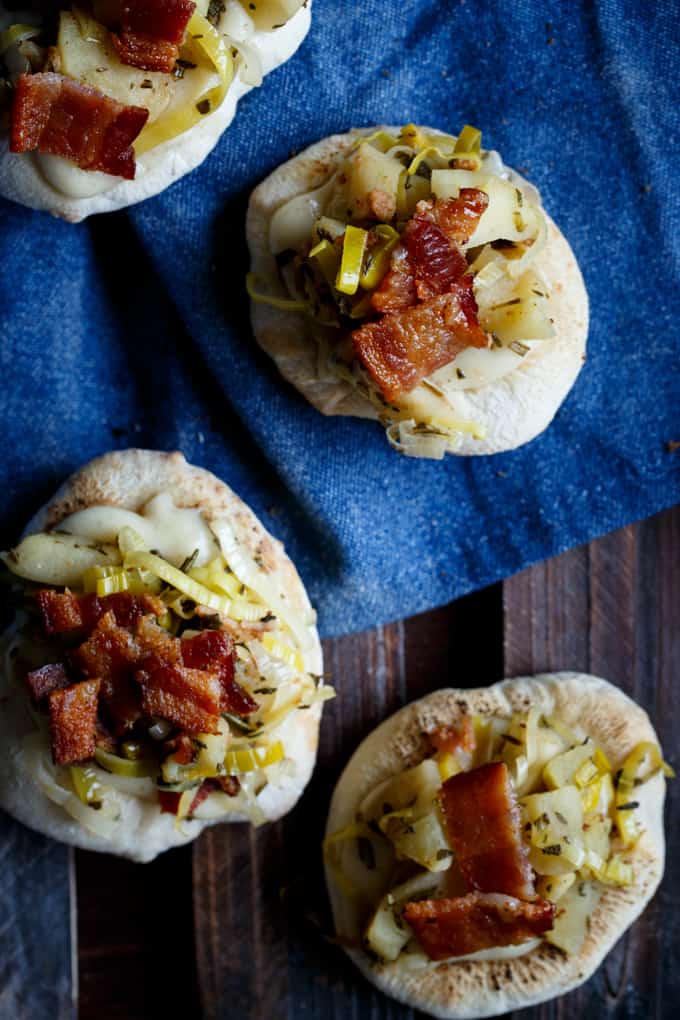 Apple, Bacon, + Leek Pizza Bites | sharedappetite.com