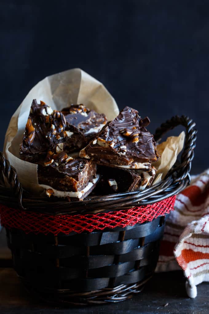 Chocolate, Marshmallow, Caramel, and Candied Bacon Bark | sharedappetite.com