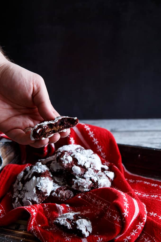 Nutella- Stuffed Red Velvet Chocolate Chip Cookies | sharedappetite.com