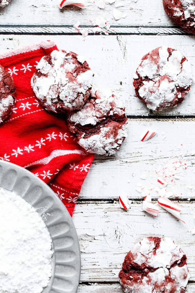 Red Velvet Peppermint Chocolate Chip Cookies | sharedappetite.com