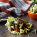 Cinammon Chili Pork Lettuce Wraps with Apple Corn Salsa, Avocado, and Pickled Onions | sharedappetite.com