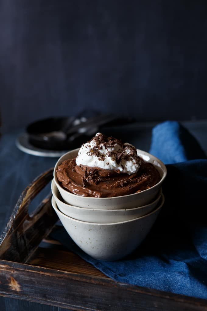 Vegan + Dairy-Free Dark Chocolate Peanut Butter Mousse