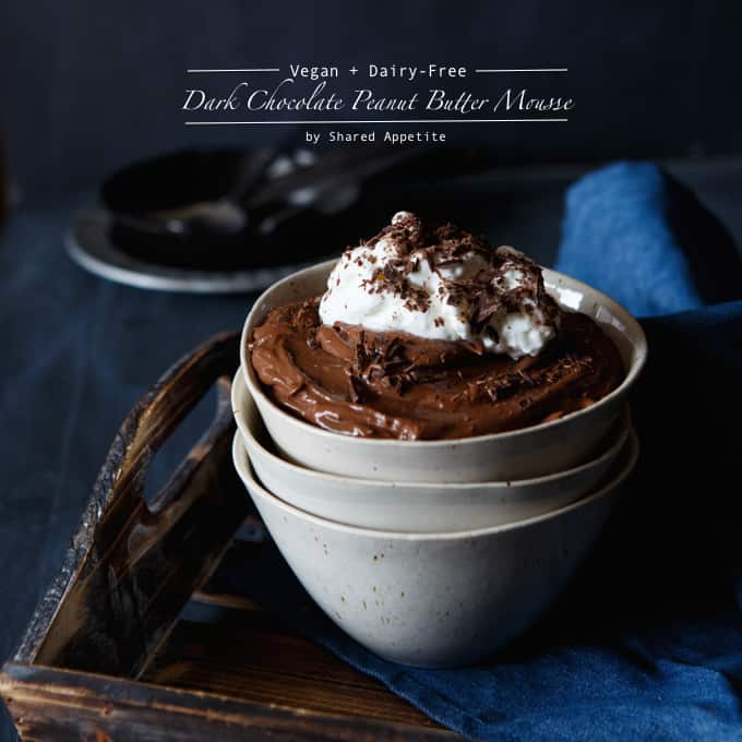 Vegan + Dairy-Free Dark Chocolate Peanut Butter Mousse