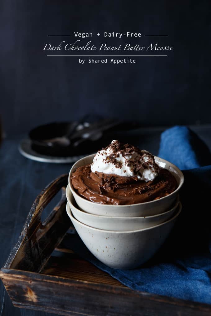 Vegan + Dairy-Free Dark Chocolate Peanut Butter Mousse