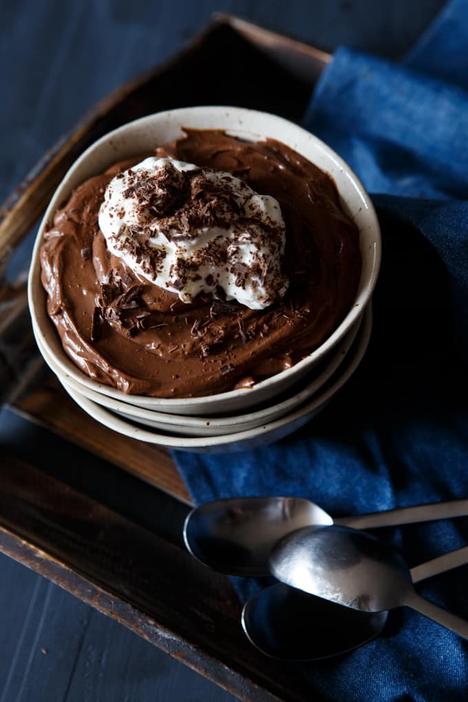 Vegan + Dairy-Free Dark Chocolate Peanut Butter Mousse