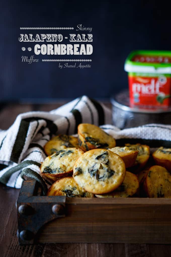 Skinny Jalapeno Kale Cornbread Muffins | sharedappetite.com