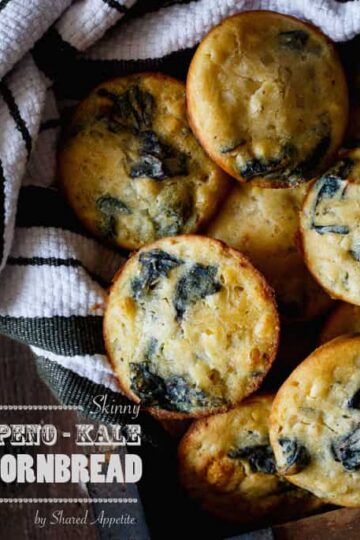 Skinny Jalapeno Kale Cornbread Muffins | sharedappetite.com